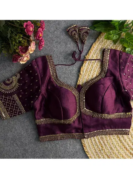 Tew Soft Italian Silk Heavy Handwork Blouse Best Wholesale Shop In Surat